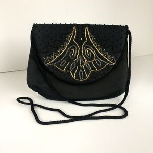 Black and Gold Jeweled purse with strap